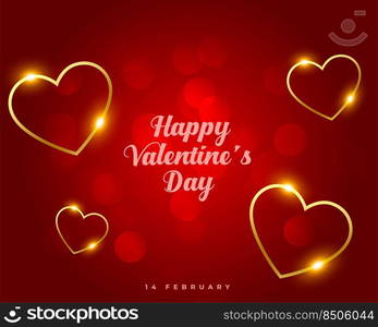 happy valentines day golden floating hearts design