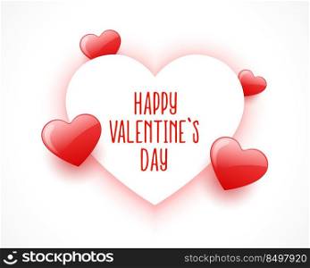 happy valentines day greeting card design with shiny hearts