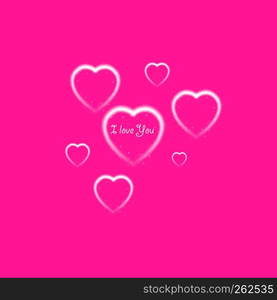 Happy Valentines Day greeting card. I Love You. 14 February. Holiday background with hearts and I Love You phrase., light, stars on plastic pink background. Vector Illustration.. Happy Valentines Day greeting card. I Love You. 14 February. Holiday background with hearts and I Love You phrase., light, stars on plastic pink backgraund. Vector Illustration