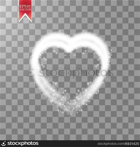 Happy Valentines Day greeting card. I Love You. 14 February. Holiday background with two hearts with arrow, light, stars on transparent background. Vector Illustration. Happy Valentines Day greeting card. I Love You. 14 February. Holiday background with two hearts with arrow, light, stars on transparent background. Vector Illustration. eps 10