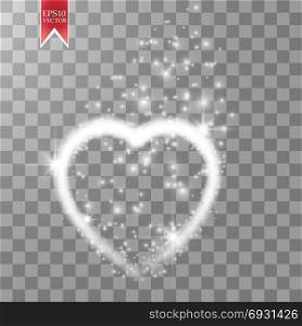 Happy Valentines Day greeting card. I Love You. 14 February. Holiday background with two hearts with arrow, light, stars on transparent background. Vector Illustration. Happy Valentines Day greeting card. I Love You. 14 February. Holiday background with two hearts with arrow, light, stars on transparent background. Vector Illustration. eps 10