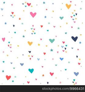 Happy valentines day greeting card on abstract background, colorful hearts pattern, graphic design illustration wallpaper