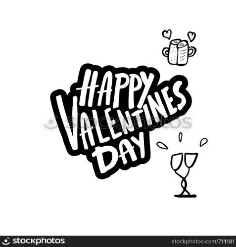 Happy Valentines Day greeting card template. Handwritten lettering. Vector illustration.