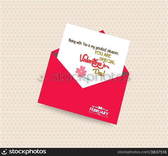 happy valentines day greeting card with envelope
