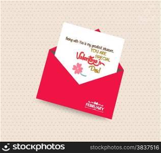 happy valentines day greeting card with envelope