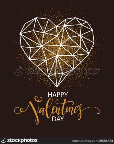 Happy valentines day greeting card with heart shape design low poly style. Vector illustration. Happy valentines day greeting card with heart shape design low poly style. Vector illustration EPS10