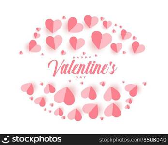 happy valentines day greeting card with paper hearts