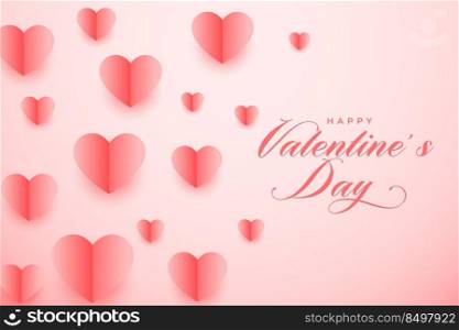 happy valentines day greeting with paper hearts pattern design