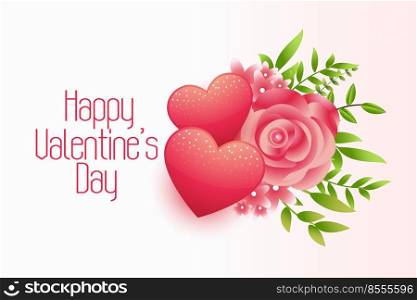 happy valentines day hearts and flower background design