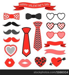 Happy valentines day icons set. Hipster objects and love holiday symbols.. Happy valentines day icons set. Hipster objects and love holiday symbols