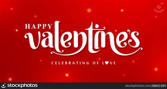 happy valentines day lettering font, illustration of celebrating of love text effect gradient red background, applicable for website banner, poster corporate, billboard sign, social media template,