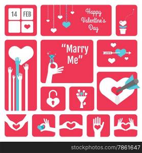 Happy valentines day, love icons