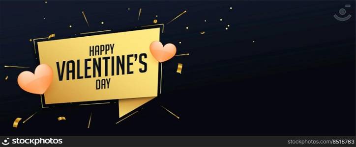 happy valentines day messahe golden and black banner design