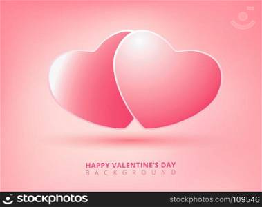 Happy valentines day on pink background with twin hearts. Vector illustration for banners, Wallpaper, flyers, invitation, posters, brochure, voucher discount.