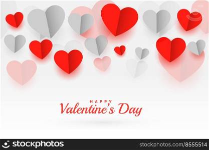 happy valentines day paper origami hearts background