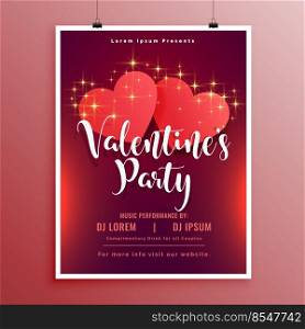 happy valentines day party flyer brochure beautiful design