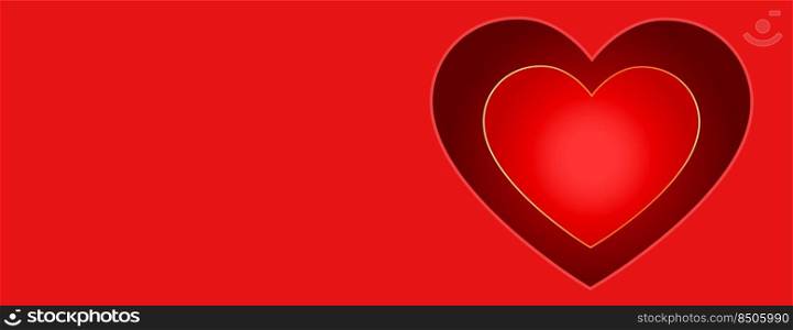 happy valentines day red banner with heart design