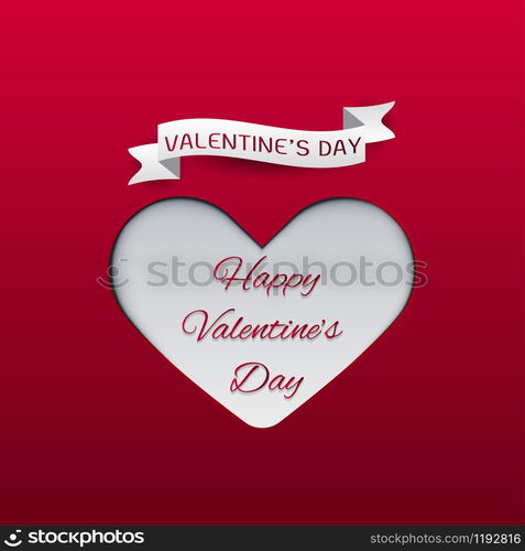 Happy valentines day, red card greeting, Vector illustration