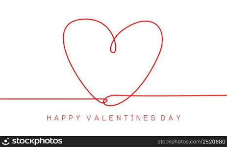 Happy valentines day red heart line hand draw on white design for holiday festival celebration background vector illustration.