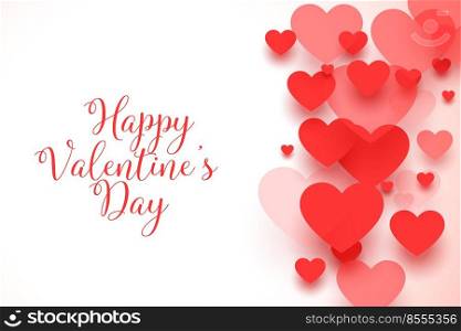 happy valentines day red hearts on white background