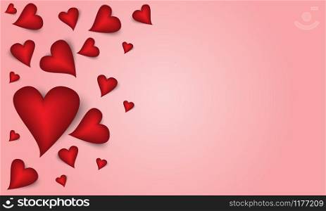 Happy Valentines Day red hearts with blank space for text place for love holiday festival background vector illustration.