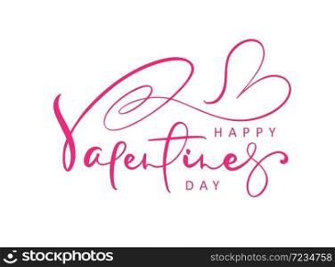 Happy Valentines Day red vector handwritten lettering text with heart. Holiday design letters to greeting card, poster, congratulate, calligraphy text illustration.. Happy Valentines Day red vector handwritten lettering text with heart. Holiday design letters to greeting card, poster, congratulate, calligraphy text illustration