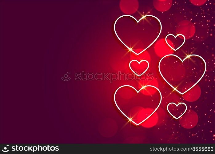 happy valentines day shiny hearts background with text space