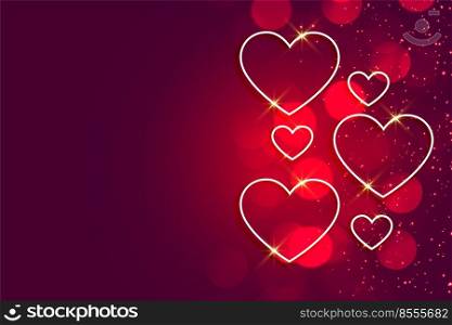 happy valentines day shiny hearts background with text space