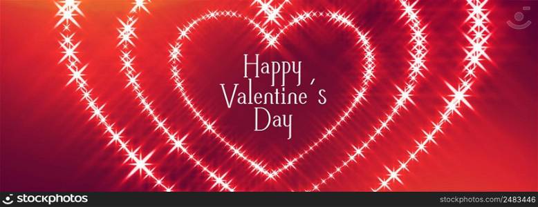 happy valentines day sparkles hearts banner design