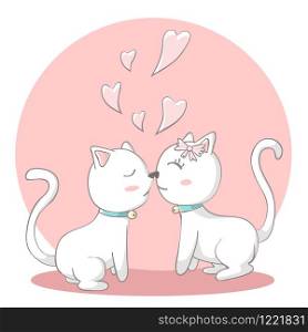 Happy Valentines Day with couple cats kissing, Valentines card and poster