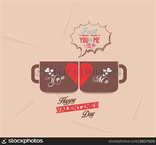 Happy valentines day with couple cup of coffee