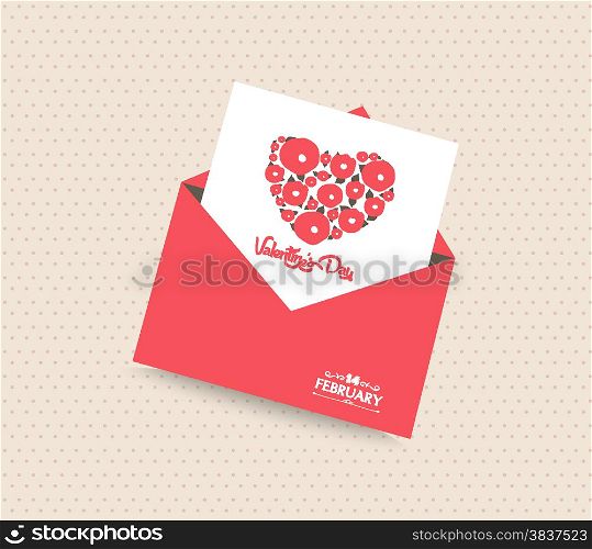 happy valentines day with envelope heart