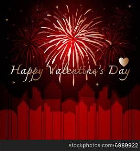 Happy valentines day with firework background, stock vector