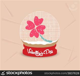 happy valentines day with four leaves of grass heart globe