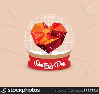 happy valentines day with geometrical heart globe