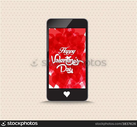 Happy valentines day with hearts red color phone