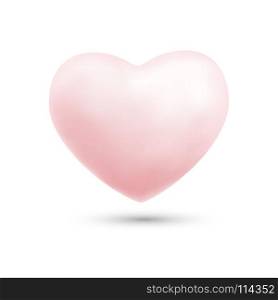 Happy valentines day with symbol 3d pink heart ballon isolated on white background. Vector illustration