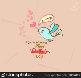 happy valentines with bird greeting card