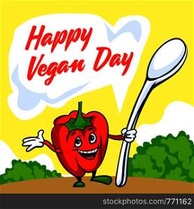 Happy vegan day concept background. Cartoon illustration of happy vegan day vector concept background for web design. Happy vegan day concept background, cartoon style