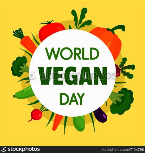 Happy vegan day concept background. Flat illustration of happy vegan day vector concept background for web design. Happy vegan day concept background, flat style