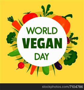 Happy vegan day concept background. Flat illustration of happy vegan day vector concept background for web design. Happy vegan day concept background, flat style