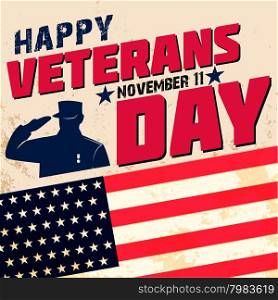 Happy veterans day card template. Vector illustration.