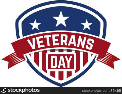 Happy veterans day emblem template isolated on white background. Design element for label, emblem, sign, poster. Vector illustration