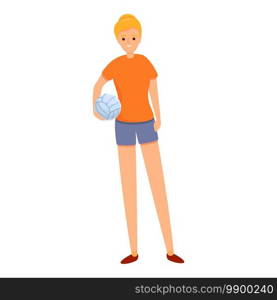 Happy volleyball player icon. Cartoon of happy volleyball player vector icon for web design isolated on white background. Happy volleyball player icon, cartoon style