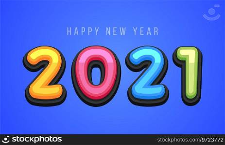 Happy≠w year 2021 cute greeting card Roya<y Free Vector