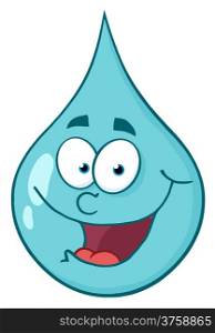 Happy Water Drop Cartoon Character