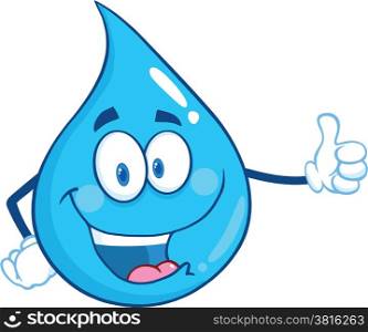 Happy Water Drop Character Giving A Thumb Up