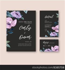 Happy Wedding card floral garden invitation card marria≥, rsvp detail. space layout v∫a≥ornament beautiful ,  watercolor vector illustration template col≤ction design