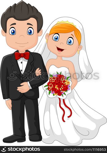 Happy wedding ceremony bride and groom. vector illustration