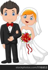 Happy wedding ceremony bride and groom. vector illustration